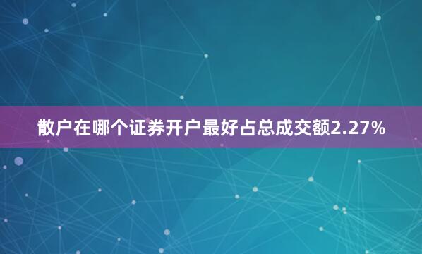 散户在哪个证券开户最好占总成交额2.27%
